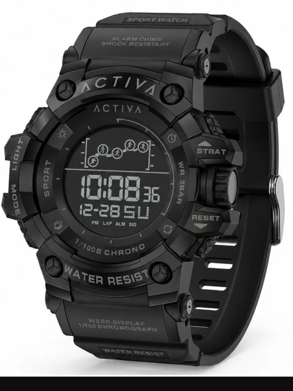 Ativa Summit X Black Digital Sport Watch with LED Chronograph